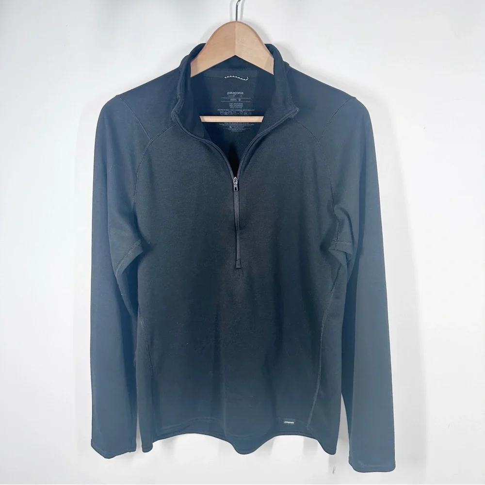 Patagonia Mens Capilene 3 Baselayer Quarter Zip Pullover Size Medium Black
